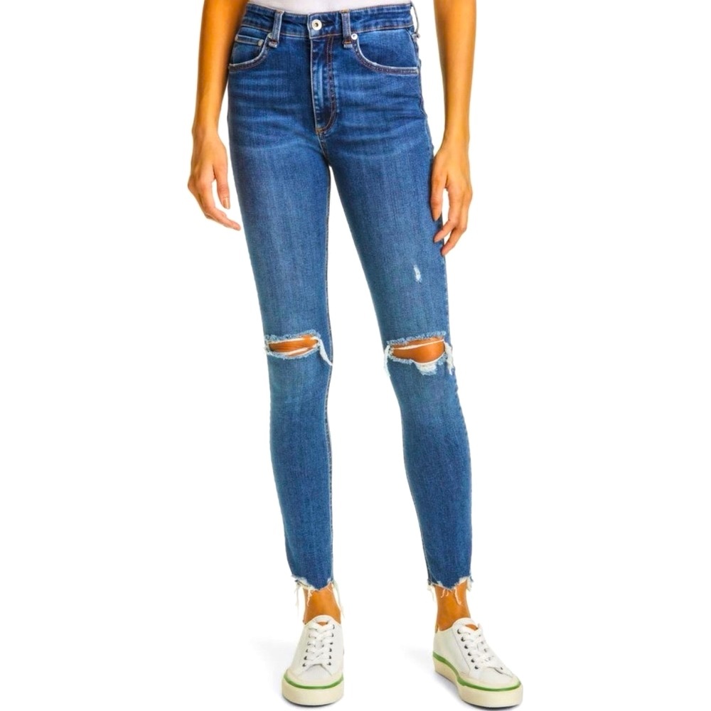 Rag&bone Skinny ripped blue jeans